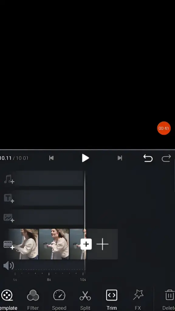 Split or trim the parts of the video by selecting them and taping on the corresponding buttons which are at the bottom