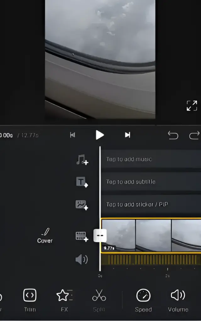 VN video editor's editing tools on timeline