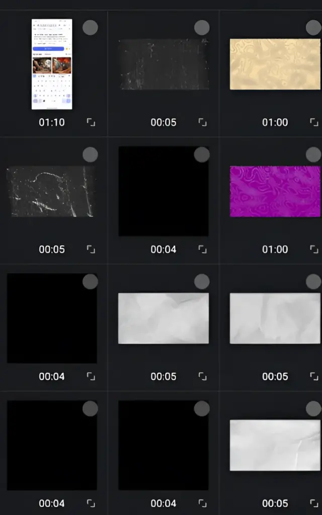 Selection of primary footage to edit it on vn