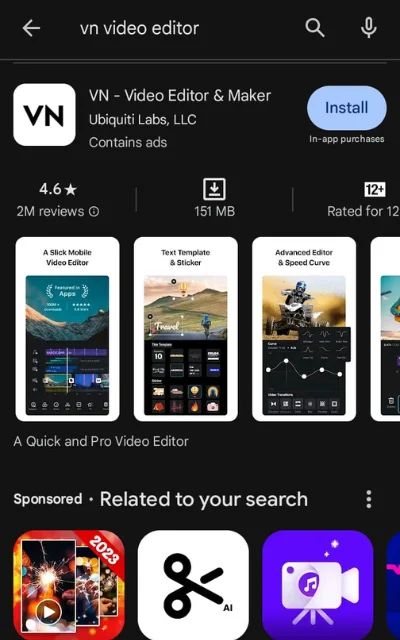 VN Video Editor on Google Playstore