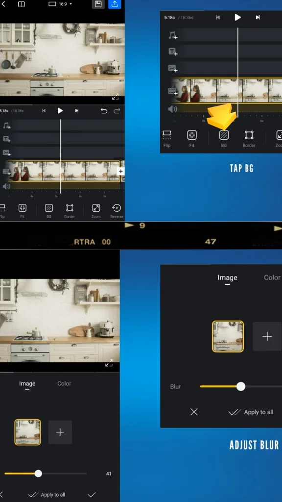 Blurring features in vn video editor